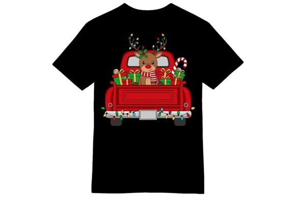 Cute Reindeer Christmas Truck T-shirt Graphics