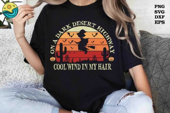 Dark Desert Highway Witch SVG for Graphics and T-Shirt Designs