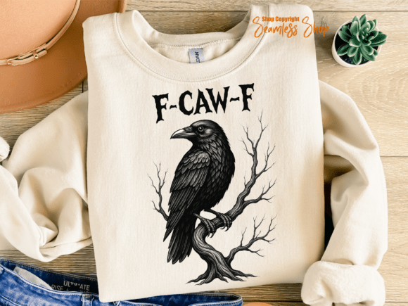 F-Caw-F Halloween Raven Funny Bird Quote Graphics for T-Shirt Designs