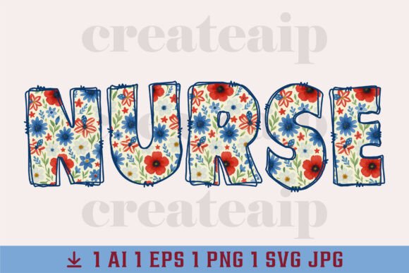 Floral Boho Nurse 4th of July USA Graphics