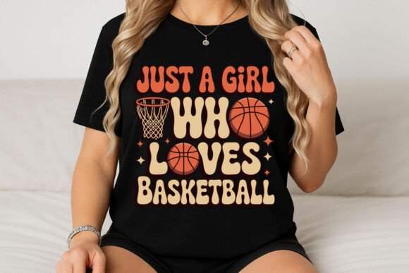 Girl Who Loves Basketball Retro Design Graphics