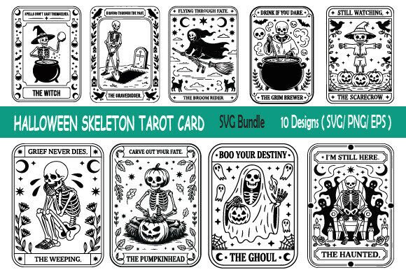 Halloween Skeleton Tarot Card – SVG PNG Graphics