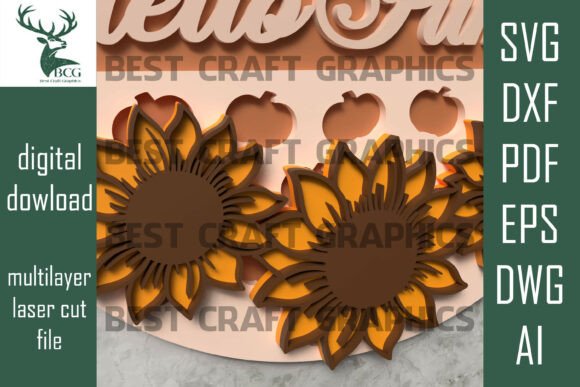 Hello Pumpkin Sunflower SVG Sign: Laser Cutting for Autumn Amp