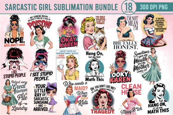 Retro Sarcastic Women Graphics Bundle