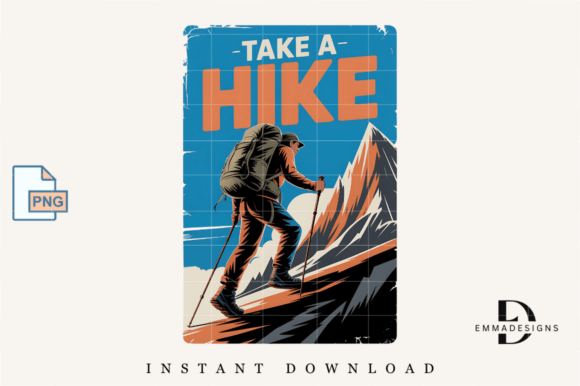 Take a Hike PNG Retro Hiking Sublimation Graphics for T-Shirt Designs